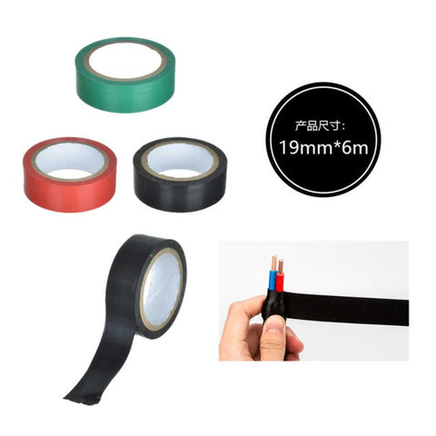 Pack x3 Cintas Eléctricas 1.9cm x 6m – Negro, Verde y Rojo