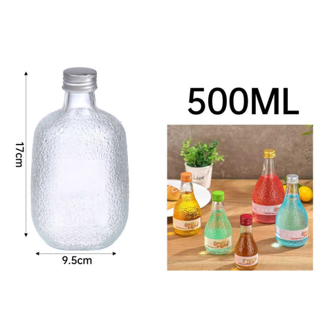 Botella Redonda Texturizada Estilo Frost Con Tapa Metálica 500ml