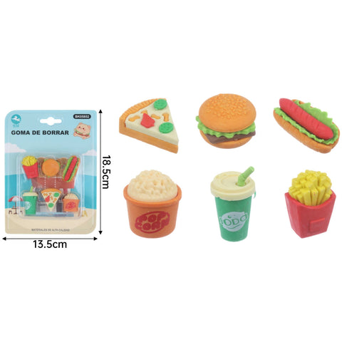 Set de Goma de Borrar Diseño Comida Rápida - Diversión en Cada Borrado