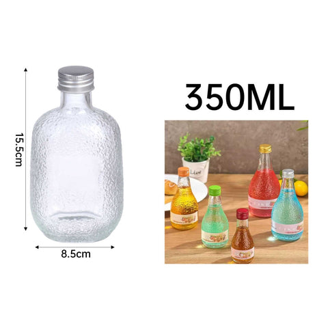 Botella Redonda Texturizada Estilo Frost Con Tapa Metálica 350ml