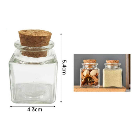 Frasco de Vidrio 50ml Cuadrado con Tapa de Corcho