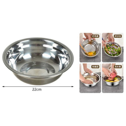 Bowl de Acero Inoxidable 22 cm – Resistente y Versátil para Cocina
