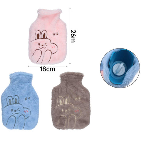 Guatero de Goma 1 Litro con Funda Peluda de Osito – Colores Variados