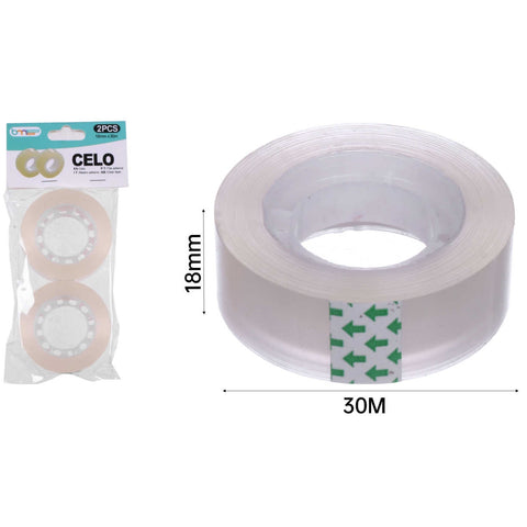 Pack x2 Cintas Adhesivas Transparentes 1.8cm x 30m