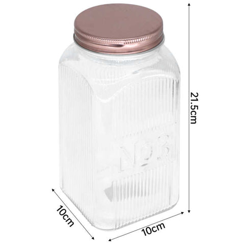 Frasco de Vidrio Estriado con Tapa Metálica Hermética – 1450ml