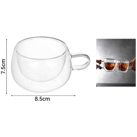 Taza de Vidrio Doble Pared 220 ml - Diseño Redondeado y Moderno