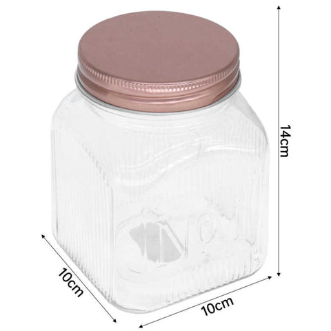 Frasco de Vidrio Estriado con Tapa Hermética – 850ml