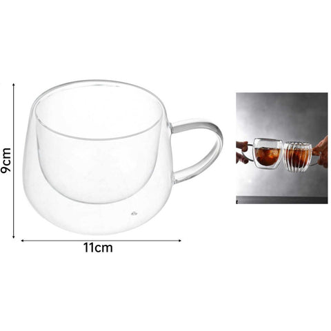 Vaso de Vidrio Doble Pared 350 ml - Diseño Redondeado y Moderno