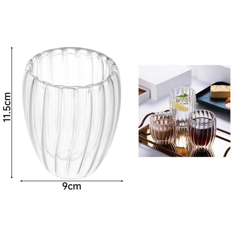 Vaso de Vidrio Doble Pared Rayado 350 ml