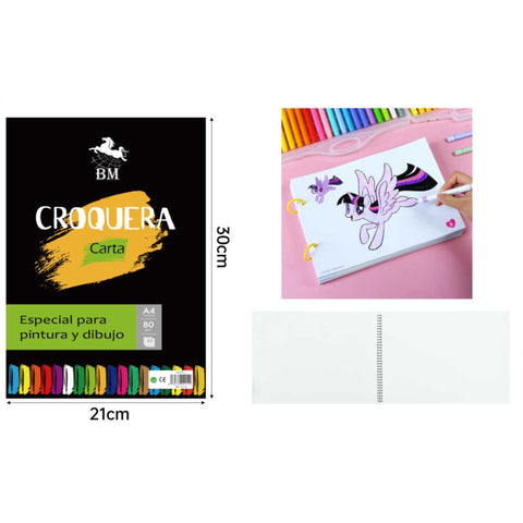 Croquera A4 de 80 Hojas Papel 80g Ideal para Dibujo y Bocetos