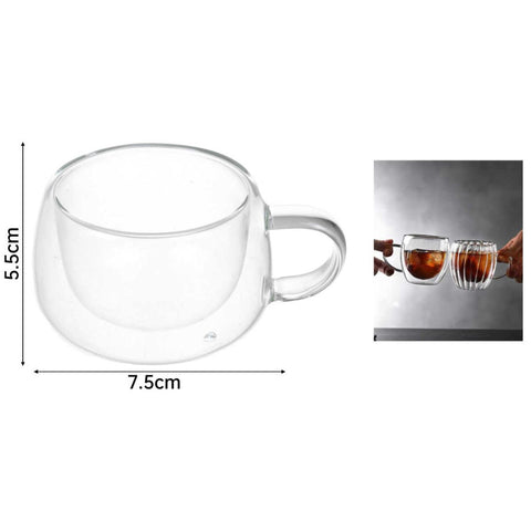 Taza de Vidrio Doble Pared 150 ml - Diseño Redondeado y Elegante
