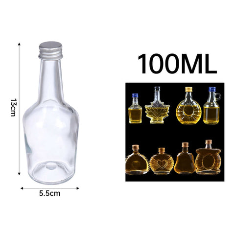 Mini Botella de Vidrio 100ml con Tapa Metálica