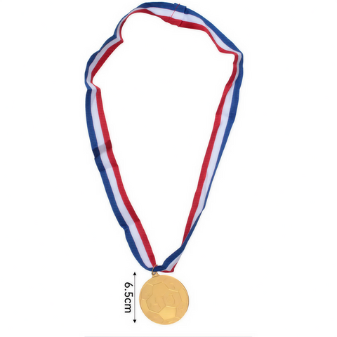 Medalla de Fútbol Dorada 6.5cm con Cinta Tricolor para Premiación