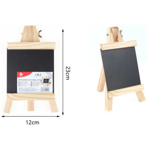 Pizarra a Tiza Negra 12x23 cm con Marco de Madera - Compacta y Elegante