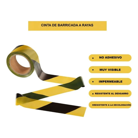 Cinta de Advertencia Aislante 48mm x 50m – Amarillo/Negro