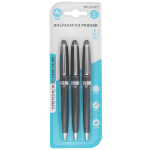 Set de 3 Bolígrafos Parker de Tinta Azul - Estilo Clásico