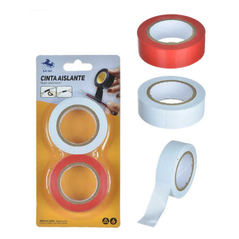 Pack x2 Cintas Eléctricas 1.9cm x 10m – Blanco y Rojo