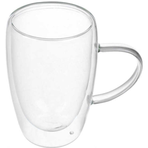 Vaso de Vidrio Rayado 450 ml Doble Pared con Mango