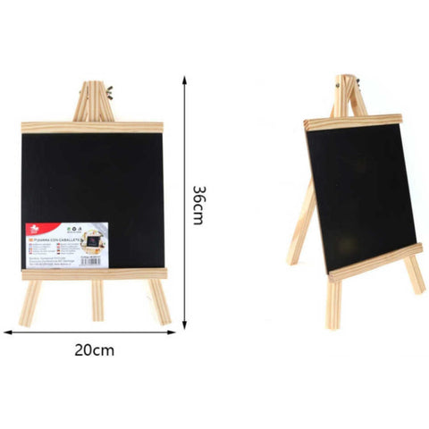 Pizarra Negra a Tiza 20x36 cm con Atril de Madera - Compacta y Funcional