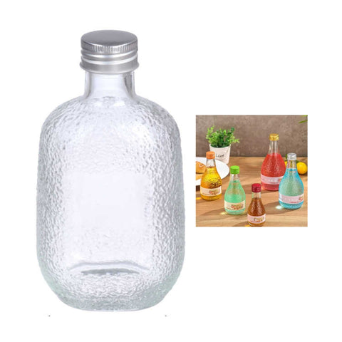 Botella Redonda Texturizada Estilo Frost Con Tapa Metálica 350ml