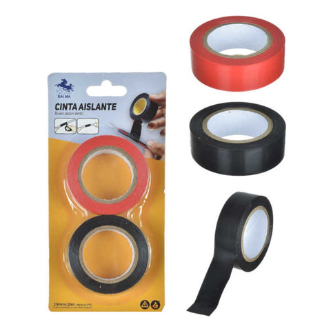 Pack x2 Cintas Eléctricas 1.9cm x 10m – Negro y Rojo