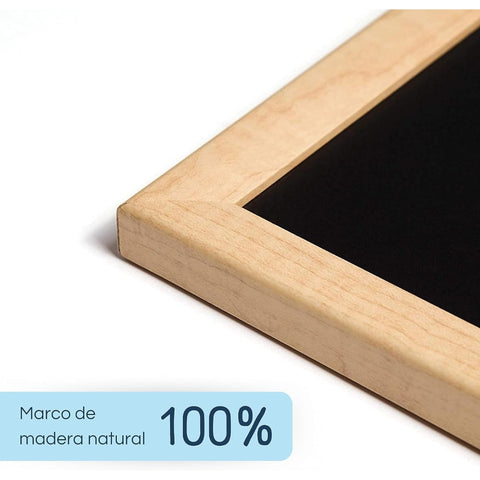 Pizarra Negra a Tiza 30x40 cm - Pizarra de Tiza con Marco de Madera Resistente