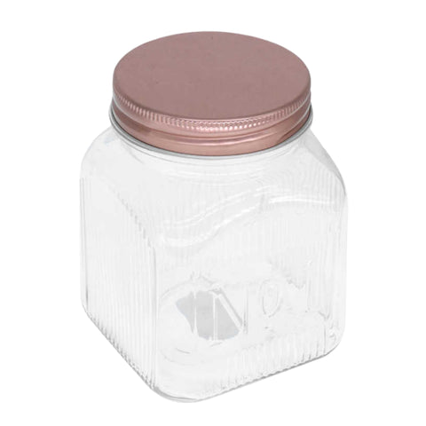 Frasco de Vidrio Estriado con Tapa Hermética – 850ml