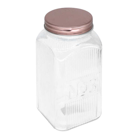 Frasco de Vidrio Estriado con Tapa Metálica Hermética – 1450ml