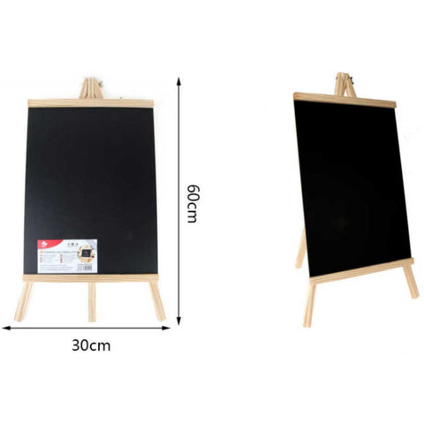 Pizarra Negra a Tiza 30x60 cm con Atril de Madera - Ideal para Mensajes y Exposiciones