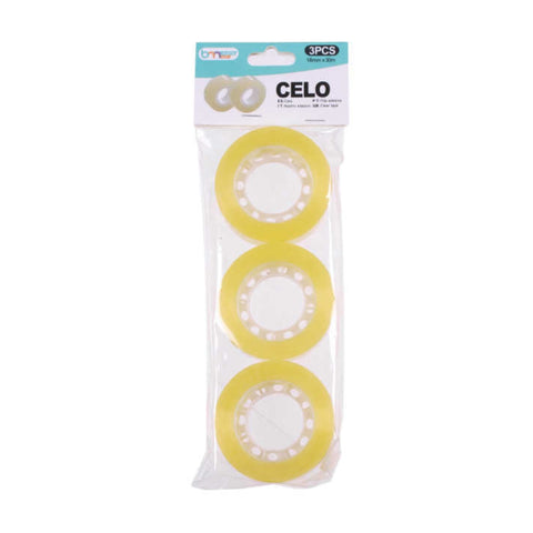 Pack x3 Cintas Adhesivas Amarillas 1.8cm x 30m – Bolsa Individual