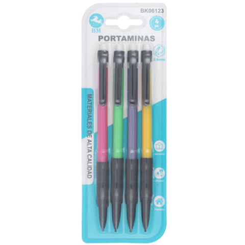 Set de 4 Portaminas 0.5 mm - Rojo, Amarillo, Verde y Azul