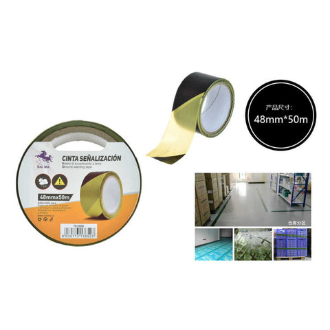 Cinta de Advertencia Aislante 48mm x 50m – Amarillo/Negro