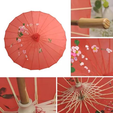 Sombrilla China Decorativa - Estilo Tradicional, 84 cm de Diámetro - Colores Variados