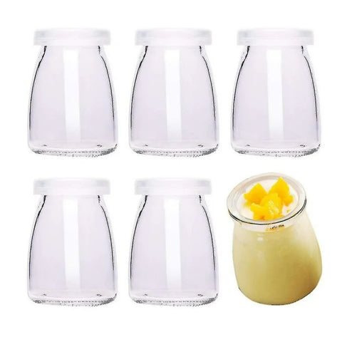 Pack de 6 Frascos de Vidrio Pudding 150 ml Con Tapa Plástica