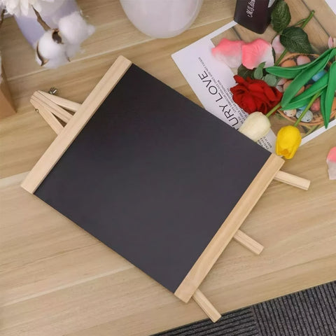 Pizarra a Tiza Negra 12x23 cm con Marco de Madera - Compacta y Elegante