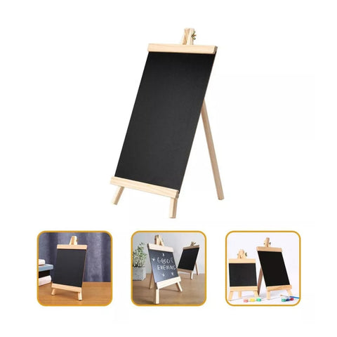 Pizarra Negra a Tiza 30x60 cm con Atril de Madera - Ideal para Mensajes y Exposiciones