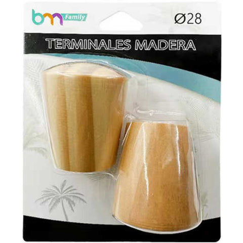 Terminales de Madera para Palo de Cortina - Diseño de Cabeza de Trompeta en Color Natural