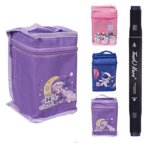 Set de 36 Marcadores con Estuche de Tela - Colores Vibrantes y Precisos