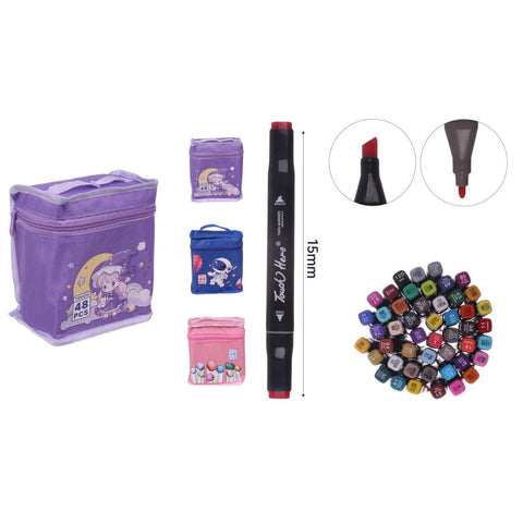 Set de 48 Marcadores con Estuche de Tela - Colores Vivos y Duraderos