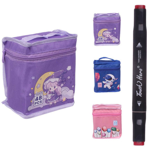 Set de 48 Marcadores con Estuche de Tela - Colores Vivos y Duraderos