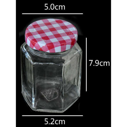 Frasco Conservero Hexagonal de Vidrio 100 ml con Tapa Metálica Color Variado