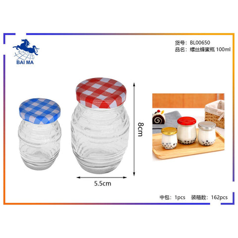 Frasco De Vidrio Coservero Forma de Barril Con Tapa Color Variado 100ML