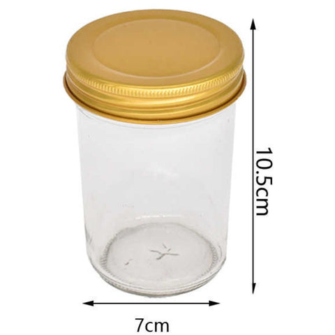 Embalaje de 105 Frascos de Vidrio Conserveros 250 ml con Tapa Metálica de Color Variado