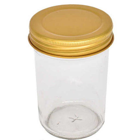 Embalaje de 105 Frascos de Vidrio Conserveros 250 ml con Tapa Metálica de Color Variado