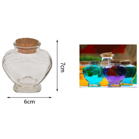 Pack de 24 Frascos de Vidrio con Forma de Corazón Con Corcho 80 ml