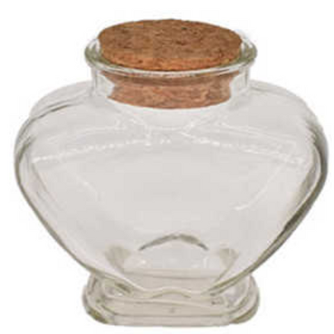 Pack 12 Botella Decorativa Corazon Vidrio Tapa Corcho 150ml Color Transparente