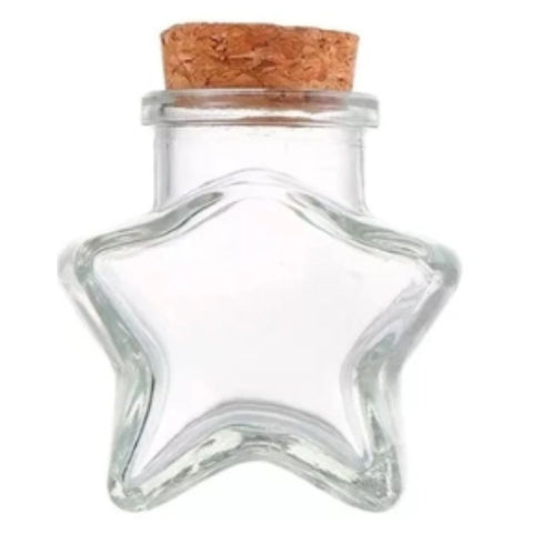 Pack de 24 Frascos De Vidrio Conserveros Con Tapa De Corcho Forma Estrella 80ML
