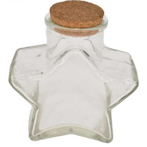 Embalaje de 72 Frascos de Vidrio 380 ml con Forma de Estrella y Tapa de Corcho