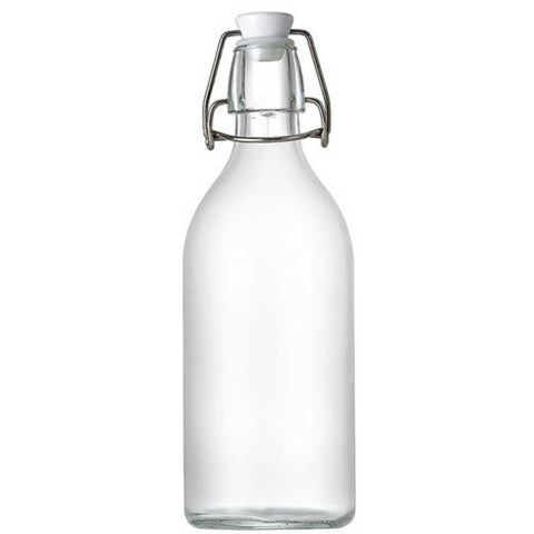 Pack de 12 Botellas de Vidrio Redondas con Tapa 1000ml