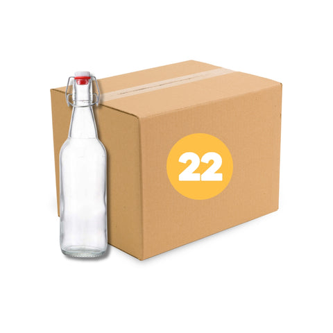 Embalaje de 22 Botellas de Vidrio 1 Litro con Cierre Plástico Hermético y Acero Inoxidable